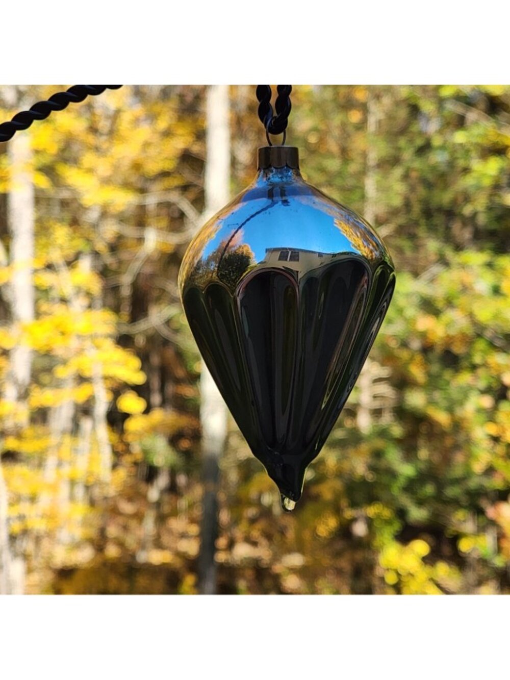 PRE-WAR HEIM Blue PARACHUTE Fluted Blown Glass Christmas Tree Ornament Vintage - Picture 6 of 7